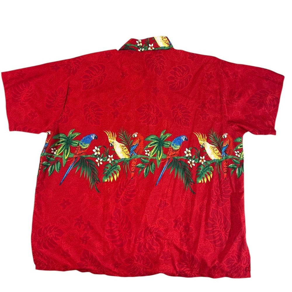 Men’s Hawaiian shirts XL Red Tropical Parrot Print Exelente condition - Picture 2 of 5
